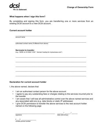 change of ownership of brokerage assets due to death to an change of ownership form