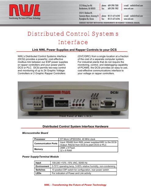 Distributed Control Systems interface (DCSi) - Nwl.com
