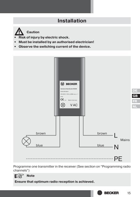 Becker Centronic VarioControl VC220 Anleitung - auf enobi.de