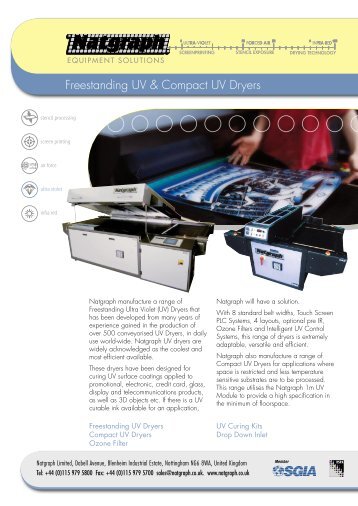 Natgraph Freestanding UV & Compact UV Dryers