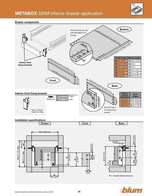 METABOX 320M interior drawer application