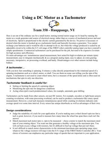 How to construct a DC motor tachometer - Team 358