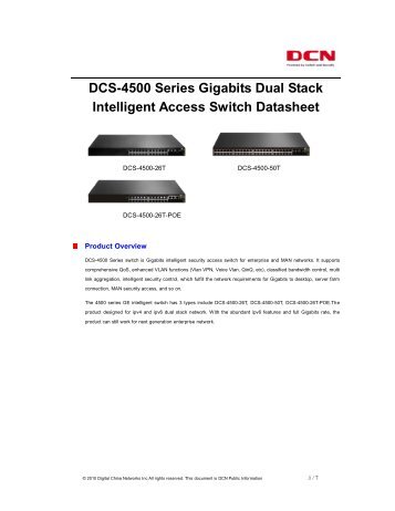 DCS-4500 L2 Gigabit Ethernet Switch Datasheet v2.2 - DCN