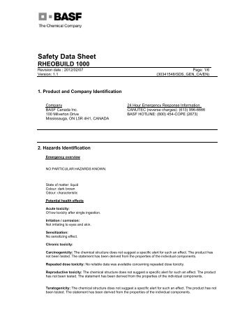 Safety Data Sheet RHEOBUILD 1000 - WorldAccount - BASF.com