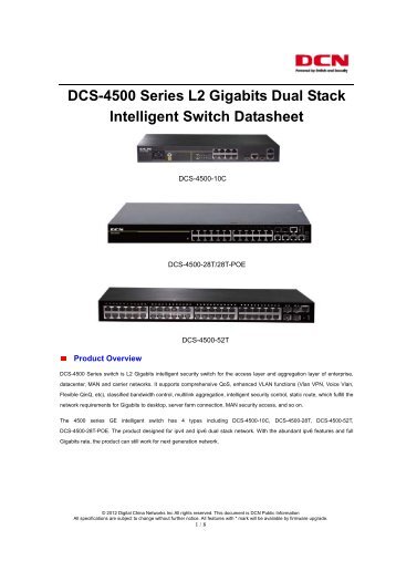 DCS-4500 Series L2 Gigabits Dual Stack Intelligent Switch ... - DCN