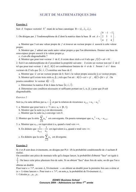 AST1 2004 - EDHEC Grande Ecole