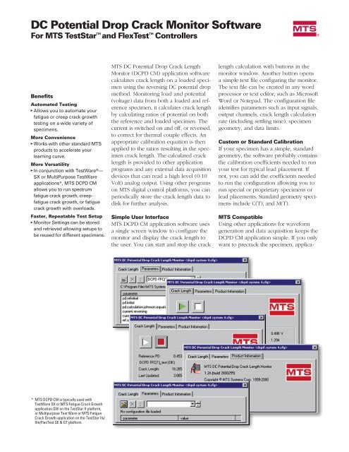 DC Potential Drop Crack Monitor Software