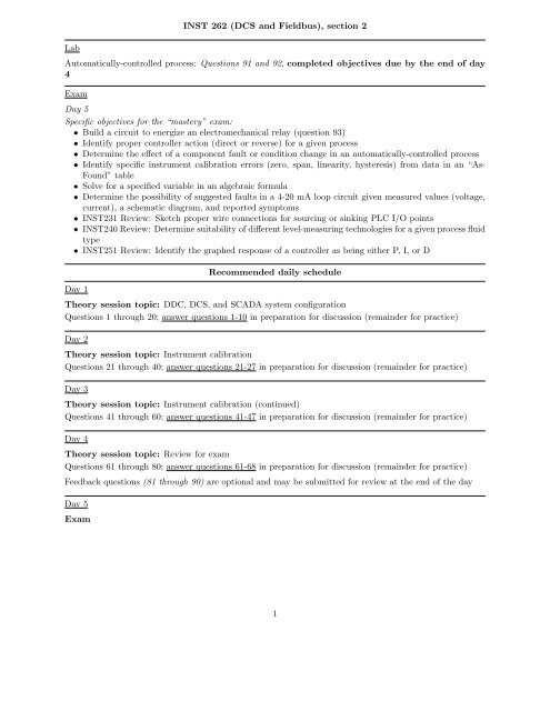 INST 262 (DCS and Fieldbus), section 2 Lab Automatically ...