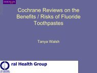 Cochrane Reviews on the Benefits / Risks of Fluoride Toothpastes