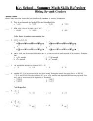 Math summer work: entering 7th grade - Key School