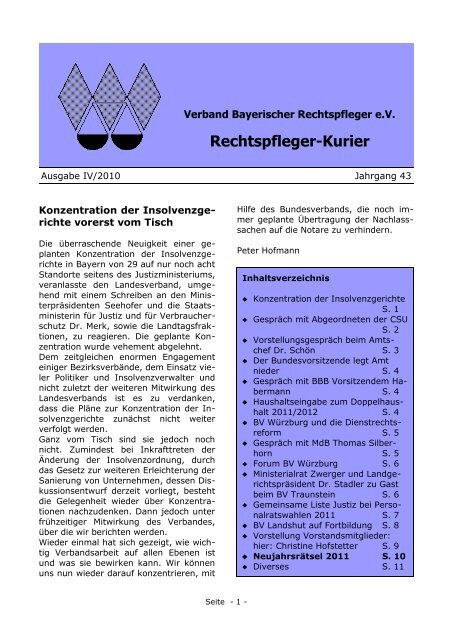 Rechtspfleger-Kurier - Verband Bayer. Rechtspfleger e.V.