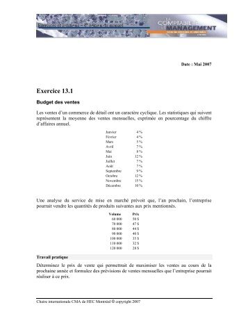 Solution - Exercice 13.1 - HEC MontrÃ©al