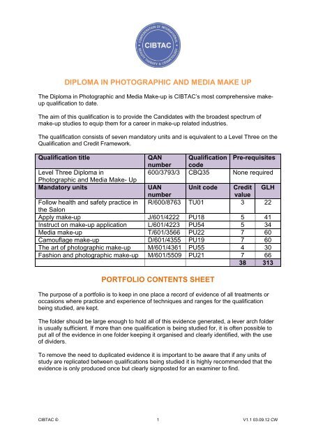 Level 3 Diploma in Photographic and Media Make Up