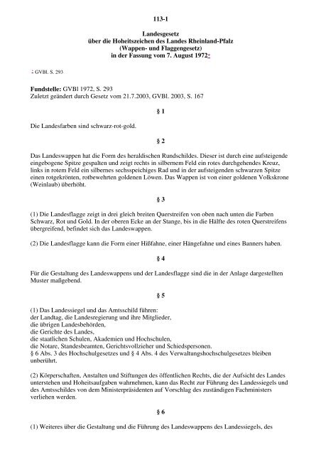 Landesgesetz über die Hoheitszeichen des Landes Rheinland-Pfalz