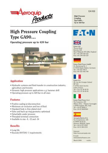 High Pressure Coupling Type GA90â¦