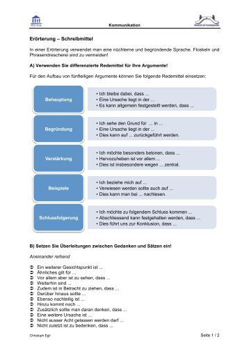 Erörterung – Schreibmittel