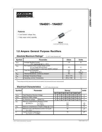 1N4001-1N4007 1.0 Ampere General Purpose Rectifiers