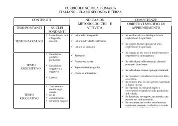 curricolo scuola primaria italiano - classi seconda e terza