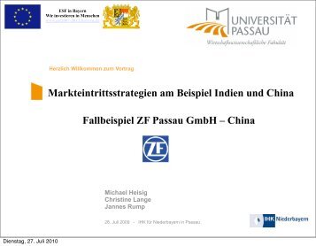Markteintrittsstrategien am Beispiel Indien und China Fallbeispiel ZF ...