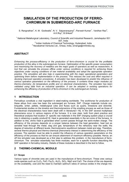 chromium in submerged-arc furnace - Pyro.co.za