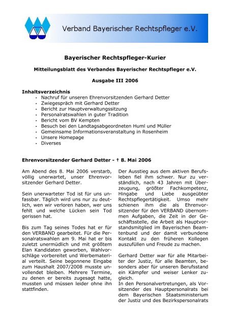 Ausgabe III 2006 - Verband Bayer. Rechtspfleger e.V.