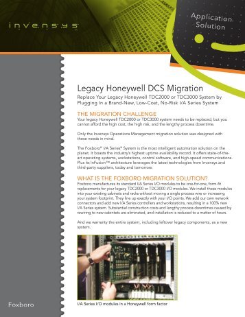 Legacy Honeywell DCS Migration - Invensys