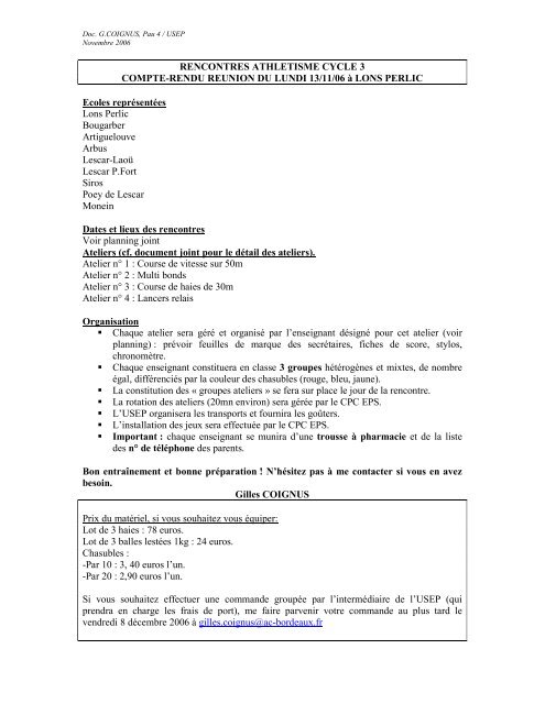 rencontre athlétisme cycle 3