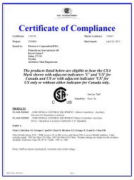 Certificate of Compliance - PMV Positioners