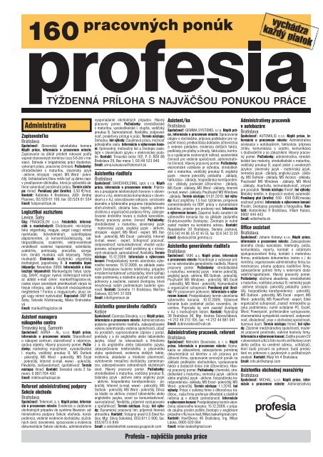 pracovnÃ½ch ponÃºk - Profesia.sk