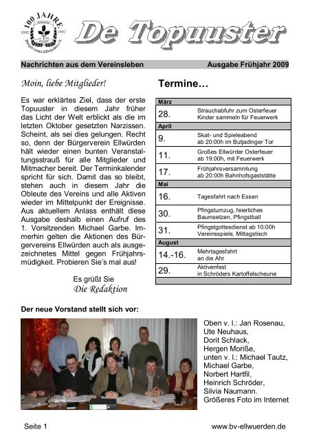 Frühjahr 2009 - Bürgerverein Ellwürden eV