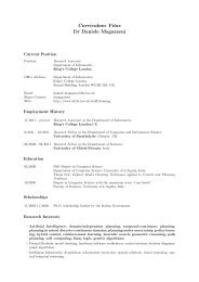 Curriculum Vitae Dr Daniele Magazzeni - Department of Informatics ...