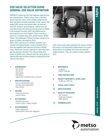 esd valve selection guide general esd valve definition - ICEWeb