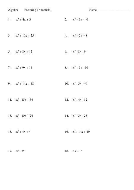 Factoring Trinomials