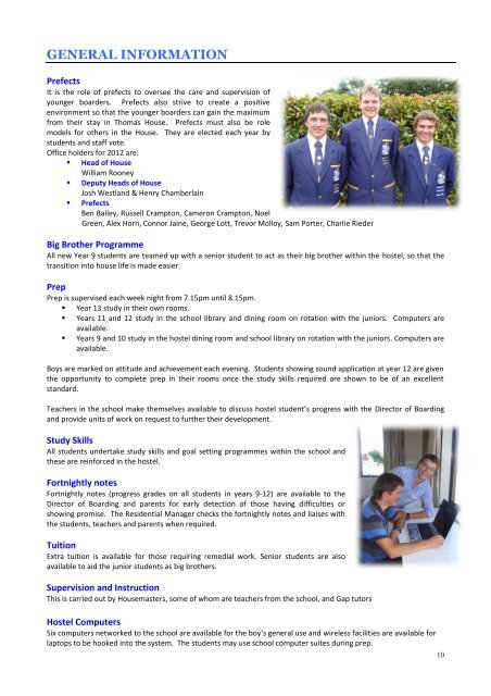 Thomas House Prospectus - Timaru Boys High School