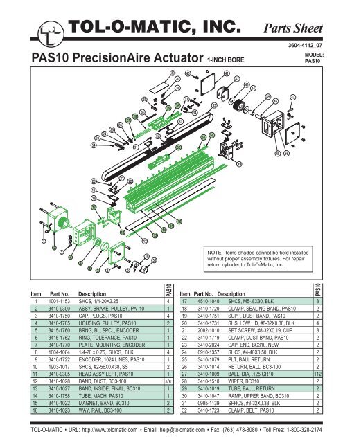 TOL-O-MATIC, INC. Parts Sheet - You are now at the Down-Load ...