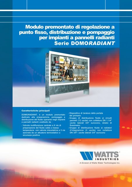 Modulo premontato di regolazione a punto fisso ... - WATTS industries