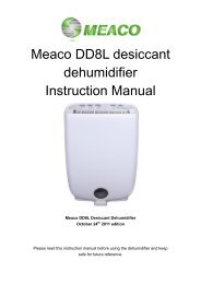 Meaco DD8L desiccant dehumidifier Instruction Manual