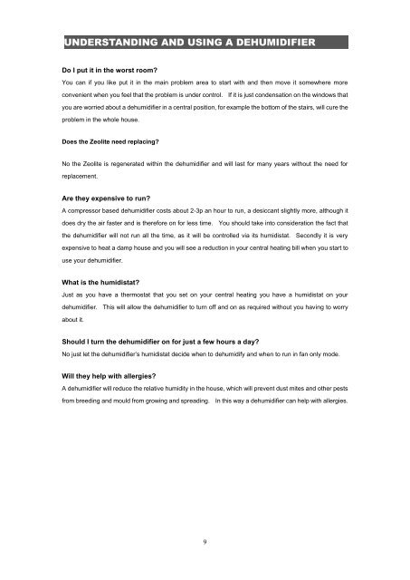 Meaco DD8L desiccant dehumidifier Instruction Manual