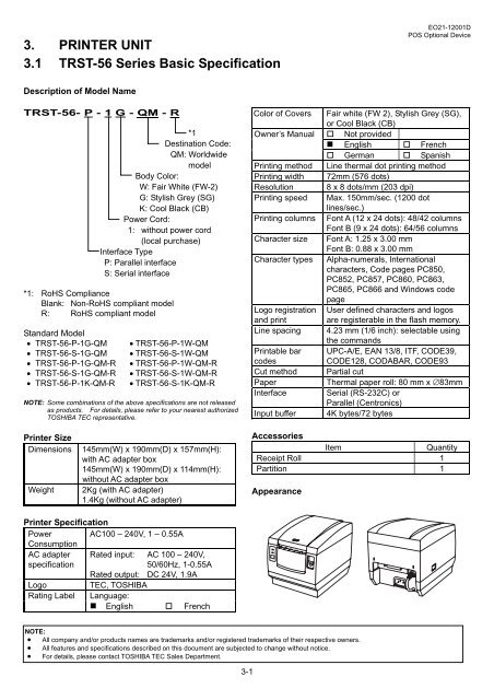 POS Optional Device - toshiba tec europe