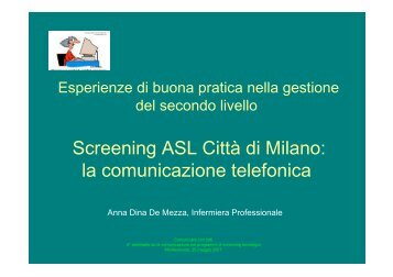 Screening ASL CittÃƒÂ  di Milano: la comunicazione telefonica