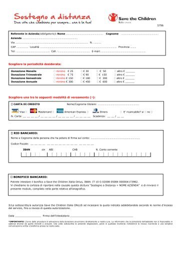 Scegliere una tra le seguenti modalitÃ  di versamento - Save the ...