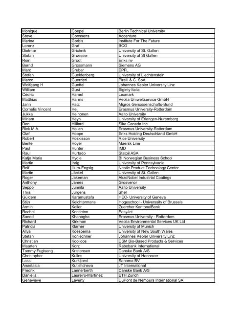 Participant List - Lake Geneva - Strategic Management Society