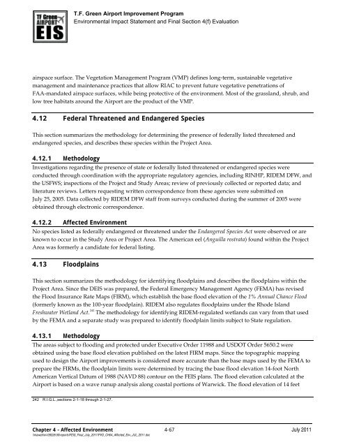 T.F. Green Airport Improvement Program - FEIS Chapters - PVD