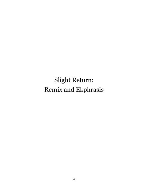 Slight Return: Remix and Ekphrasis - The Argotist Online