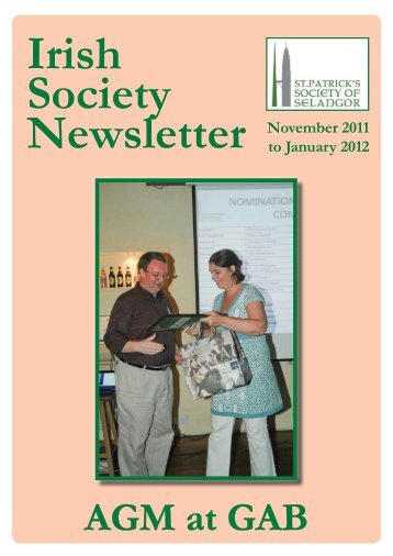 Newsletter for Nov 2011 - Jan 2012 - St. Patrick's Society of Selangor