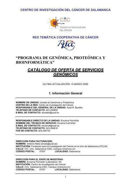 CatÃ¡logo de Servicios GenÃ³micos y ProteÃ³micos CIC