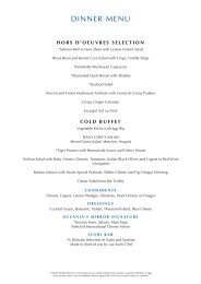 Sample Terrace Cafe Dinner Buffet Menu - Oceania Cruises