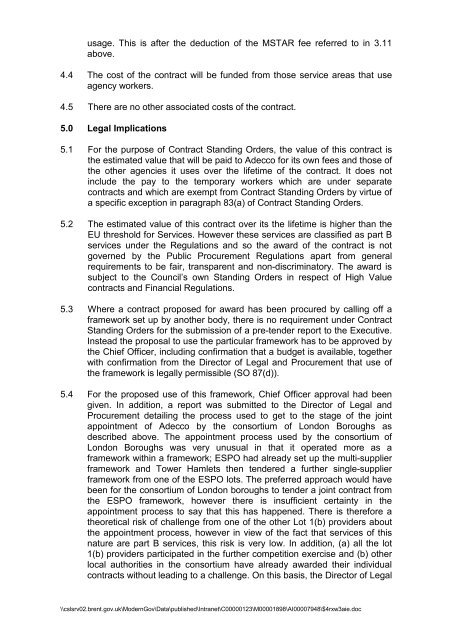 Authority to award contract for temporary agency staff PDF 130 KB