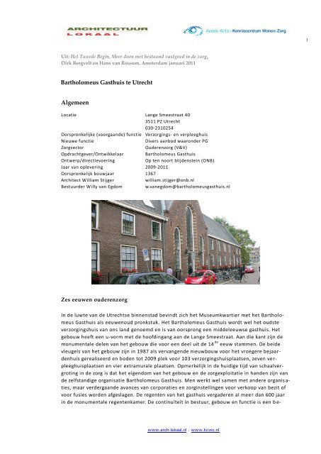 Projectbeschrijving Bartholomeus Gasthuis