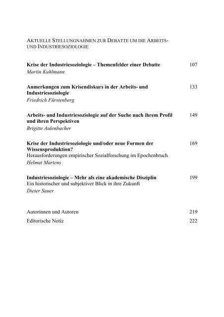 Huchler (Hg.): Ein Fach wird vermessen 2008 - Inhalt